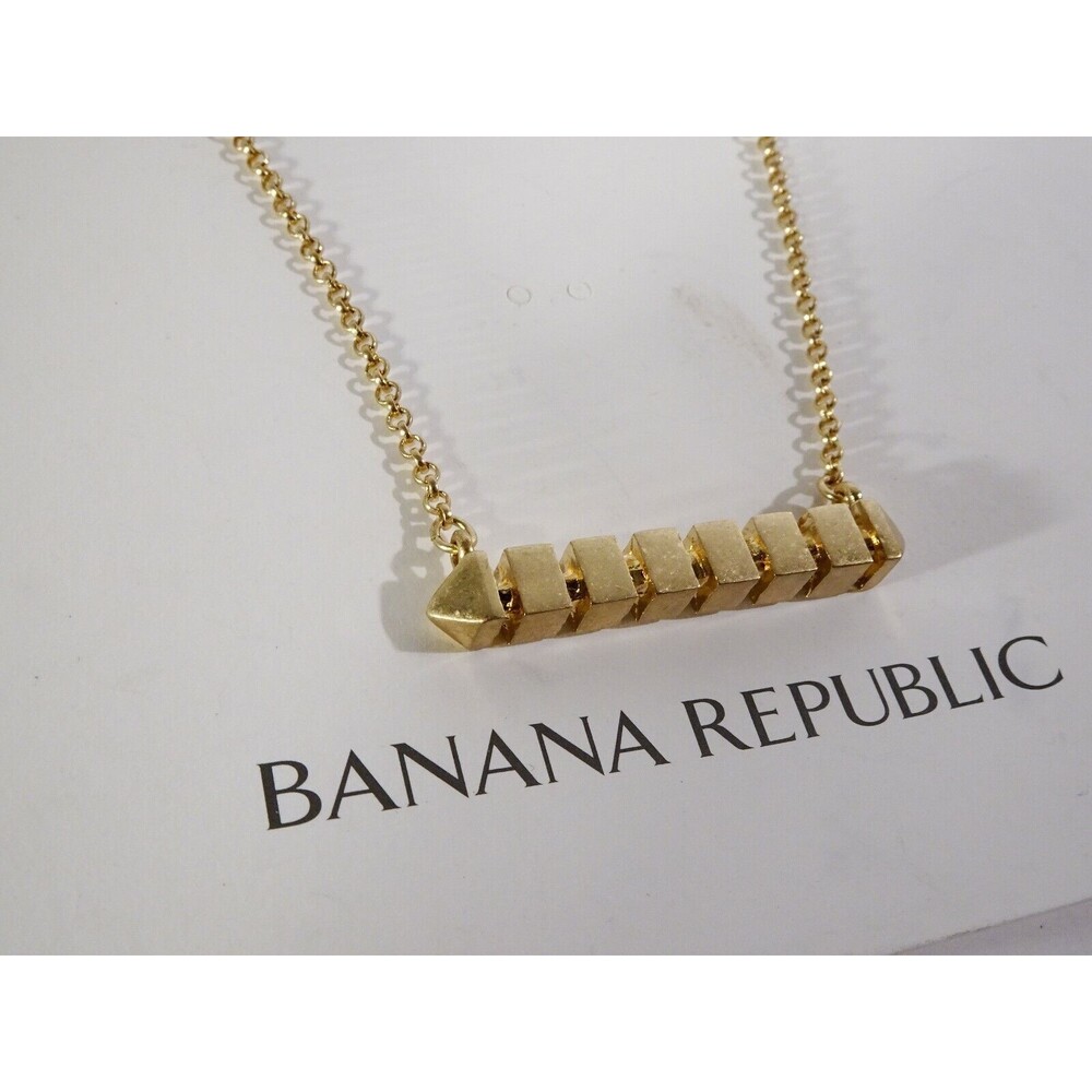 Banana Republic Women's Gold Cube Bar Pendant Necklace NWT 45